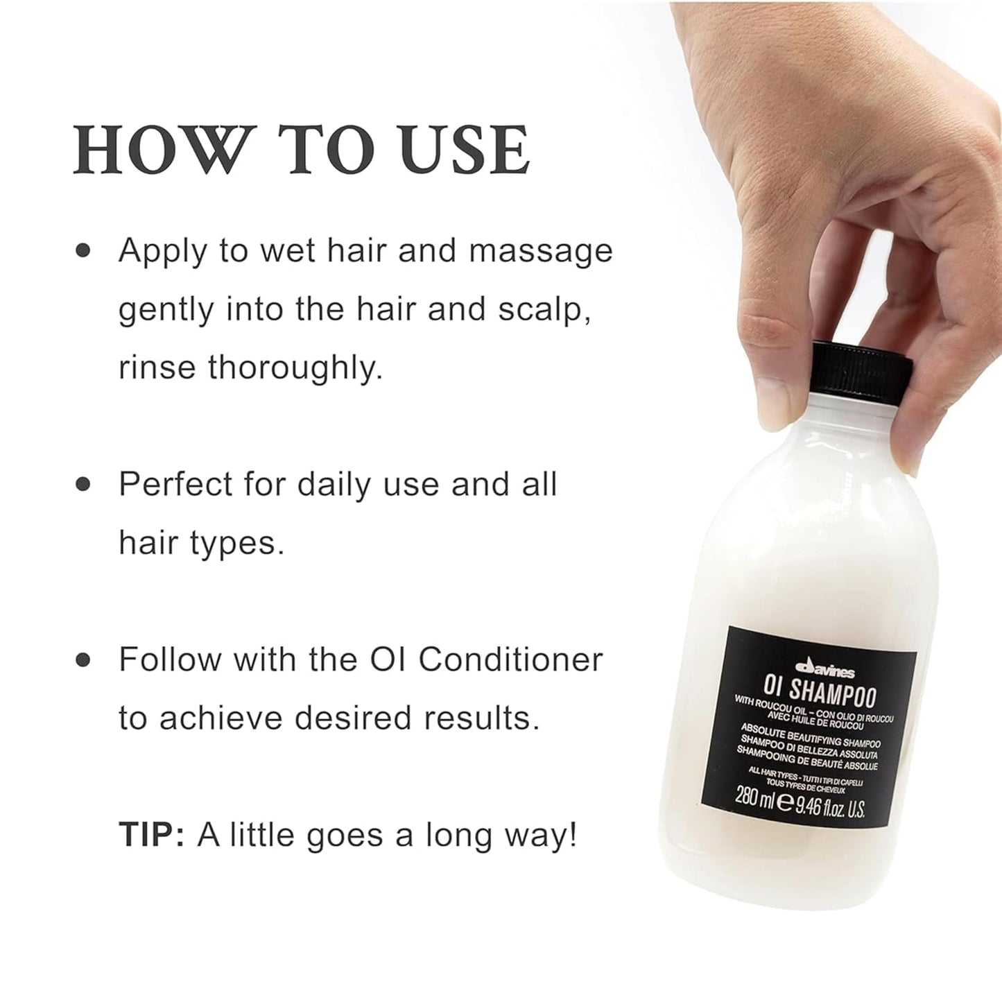Davines OI Nourishing Shampoo for All Hair Types, Adds Silky-Smooth Shine & Volume, Softens And Restores Chemically Treated Hair