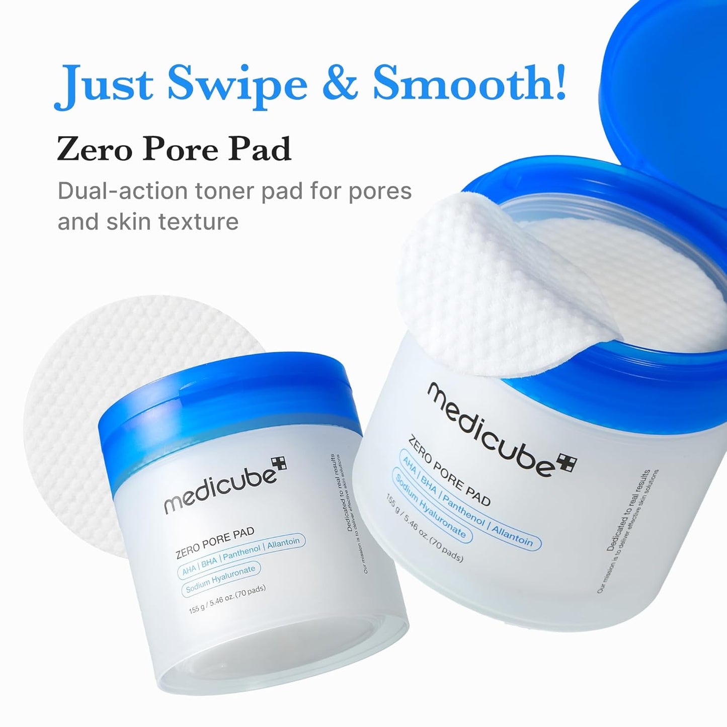 medicube Toner Pads Zero Pore Pad 2.0 for Exfoliation and Pore Care | Dual-Textured Facial Pad with 4.5% AHA Lactic Acid, 0.45% BHA Salicylic Acid - For All, Korean Skin Care, 70 Pads, 1 Pack