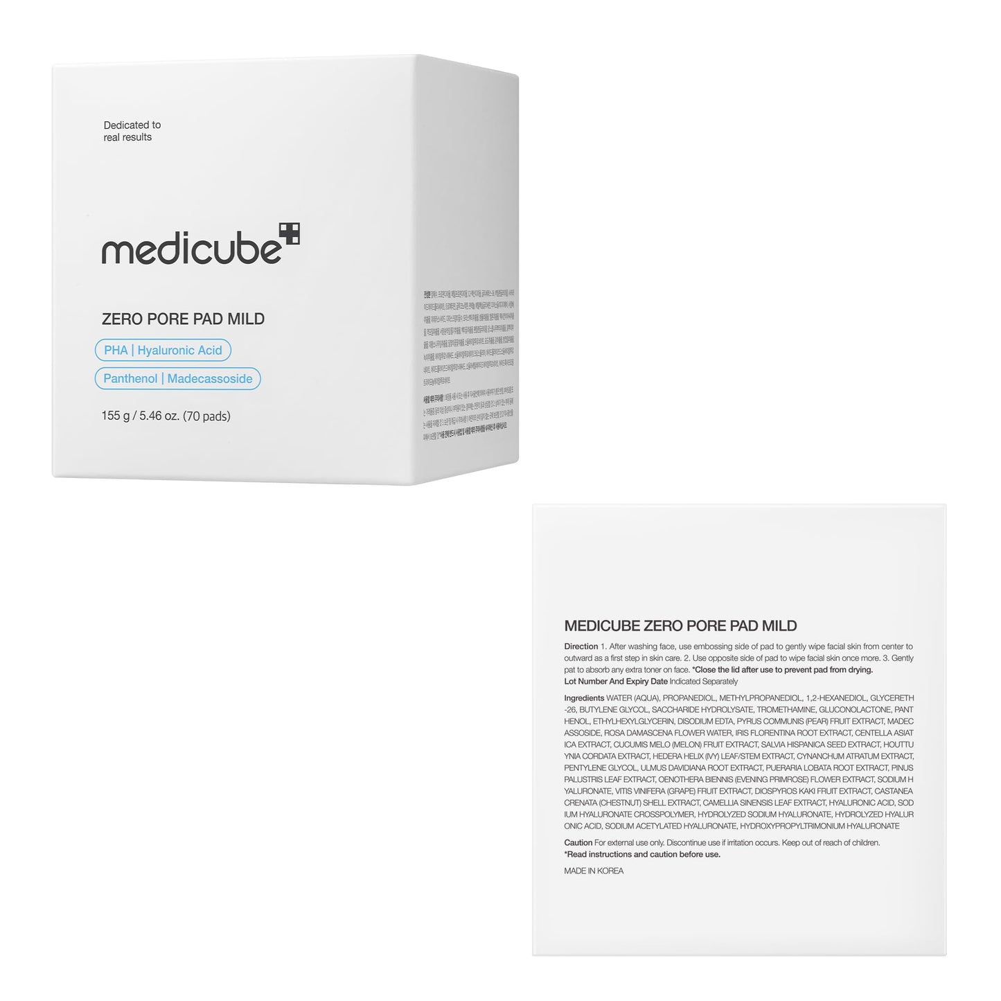 medicube Toner Pads Zero Pore Pad 2.0 for Exfoliation and Pore Care | Dual-Textured Facial Pad with 4.5% AHA Lactic Acid, 0.45% BHA Salicylic Acid - For All, Korean Skin Care, 70 Pads, 1 Pack