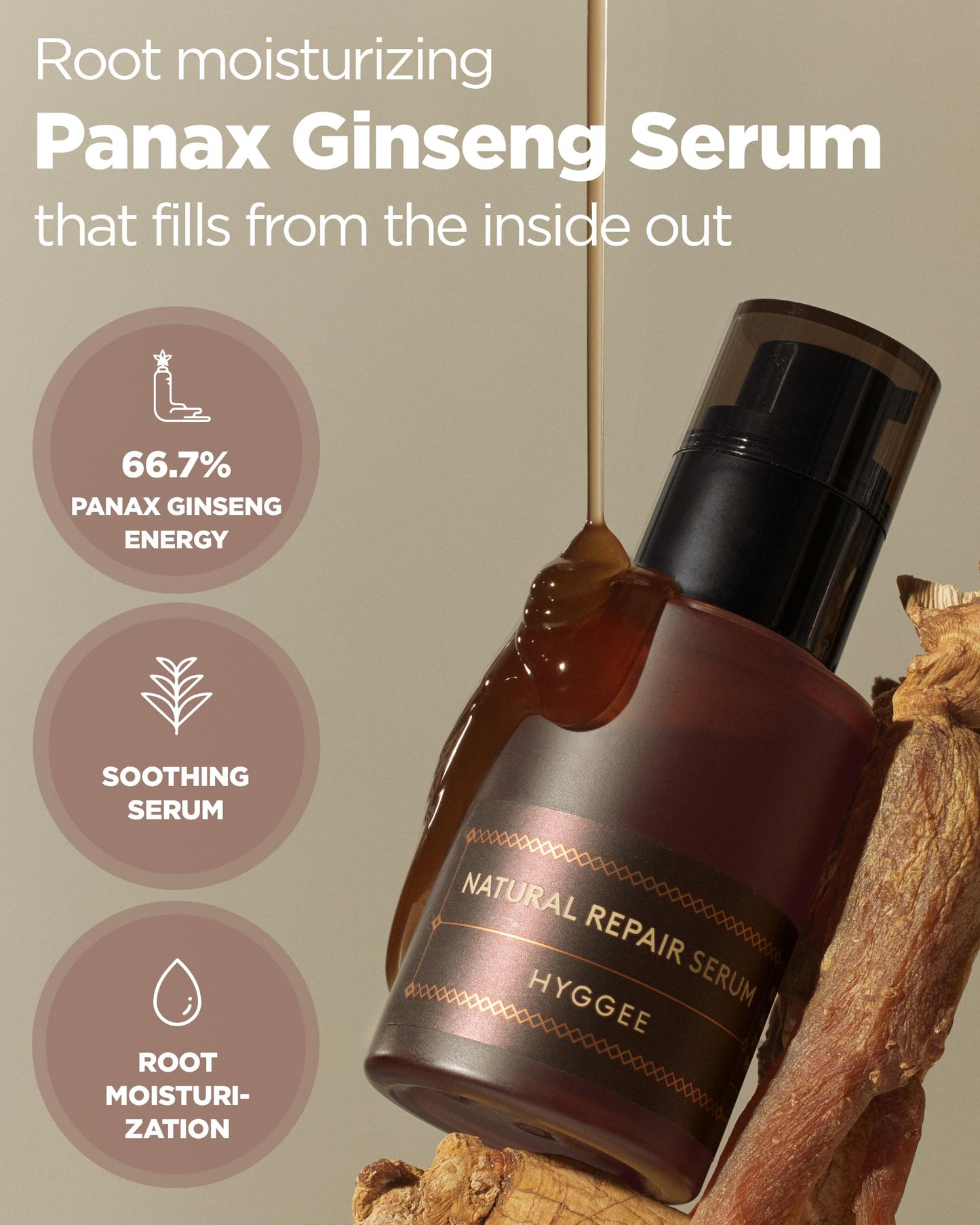 Natural Repair Serum - Hydrating & Nourishing Face Serum with Ginseng Extract - Antioxidant & Rejuvenating - Highly Concentrated Formula for Night Treatment - Skin Irritation Free, 1.01 fl.oz.