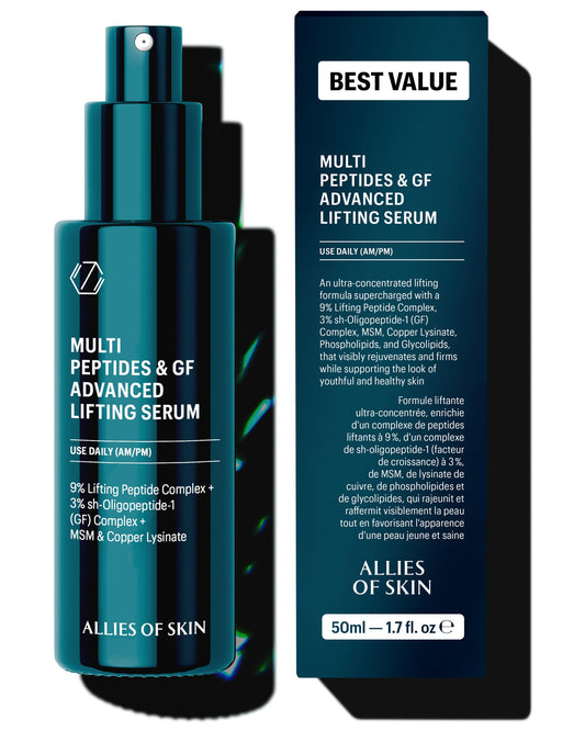 Allies of Skin Multi Peptides & Growth Factor Collagen Boosting Face Serum | Skin Tightening Anti-Aging Complex with 9% Peptides| Firms Sagging Skin & Visibly Reduces Wrinkles (1 oz)