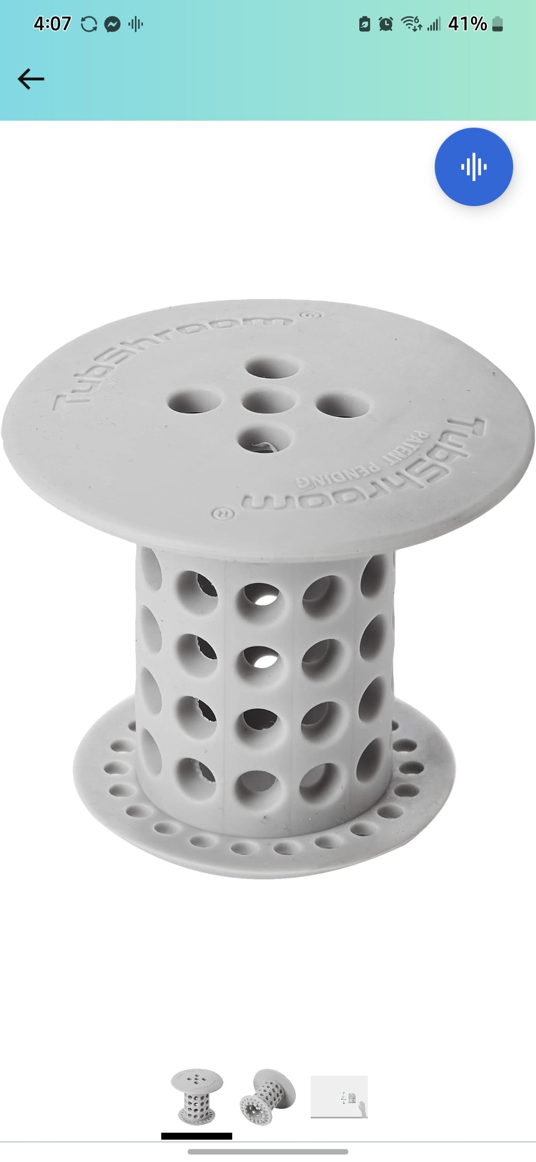 TubShroom Revolutionary Tub Drain Protector Hair Catcher/Strainer/Snare, Titan Clear, One Size